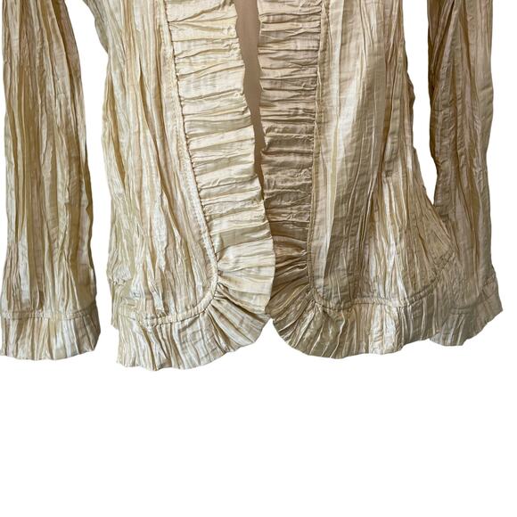 CHICO'S Royal Ruffle Rhea Gold Stardust Jacket US 12 Yellow Gold - Picture 6 of 8